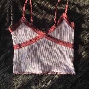 Purple and Red Lace Trim Cami Top